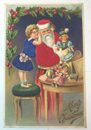 Early Embossed Post Card of Santa