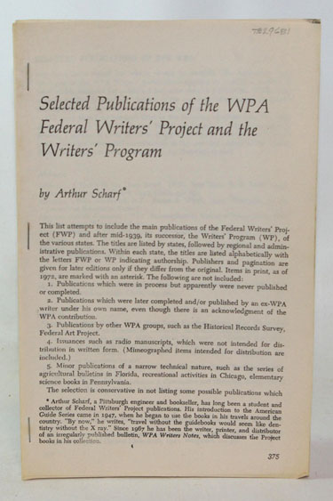 Selected Publications of the WPA Federal